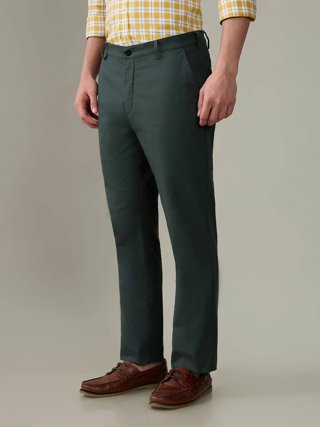 Colorplus Men Green Dobby Slim Fit Cotton Blend Trouser - Image 2