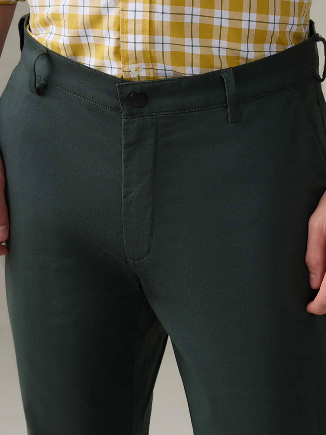 Colorplus Men Green Dobby Slim Fit Cotton Blend Trouser - Image 6