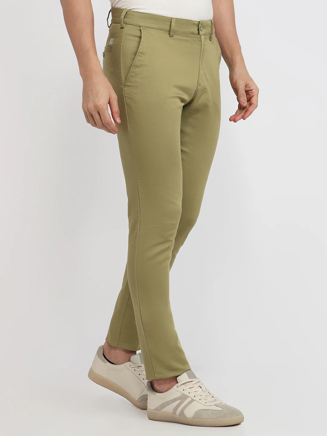 Colorplus Men Green Dobby Super Slim Fit Cotton Blend Trouser - Image 3