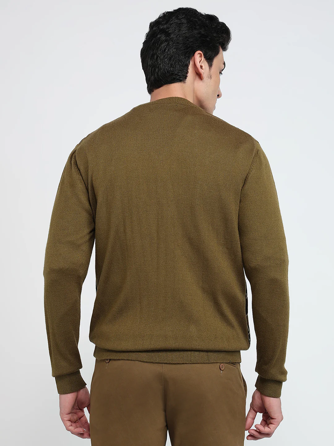 Colorplus Men Green Jacquard Regular Fit Acrylic Sweatshirt - Image 4