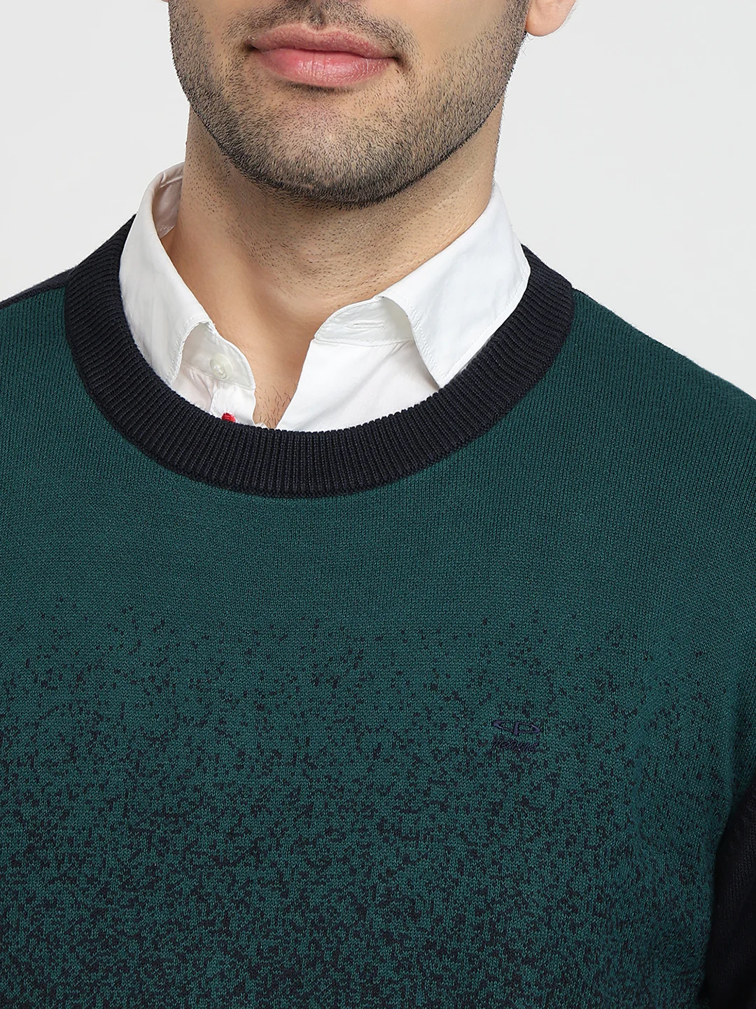 Colorplus Men Green Jacquard Regular Fit Cotton Sweatshirt - Image 6