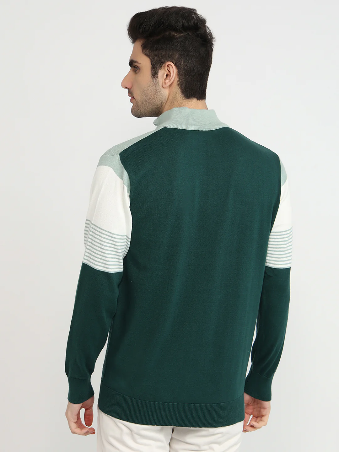 Colorplus Men Green Jacquard Regular Fit Cotton Sweatshirt - Image 4