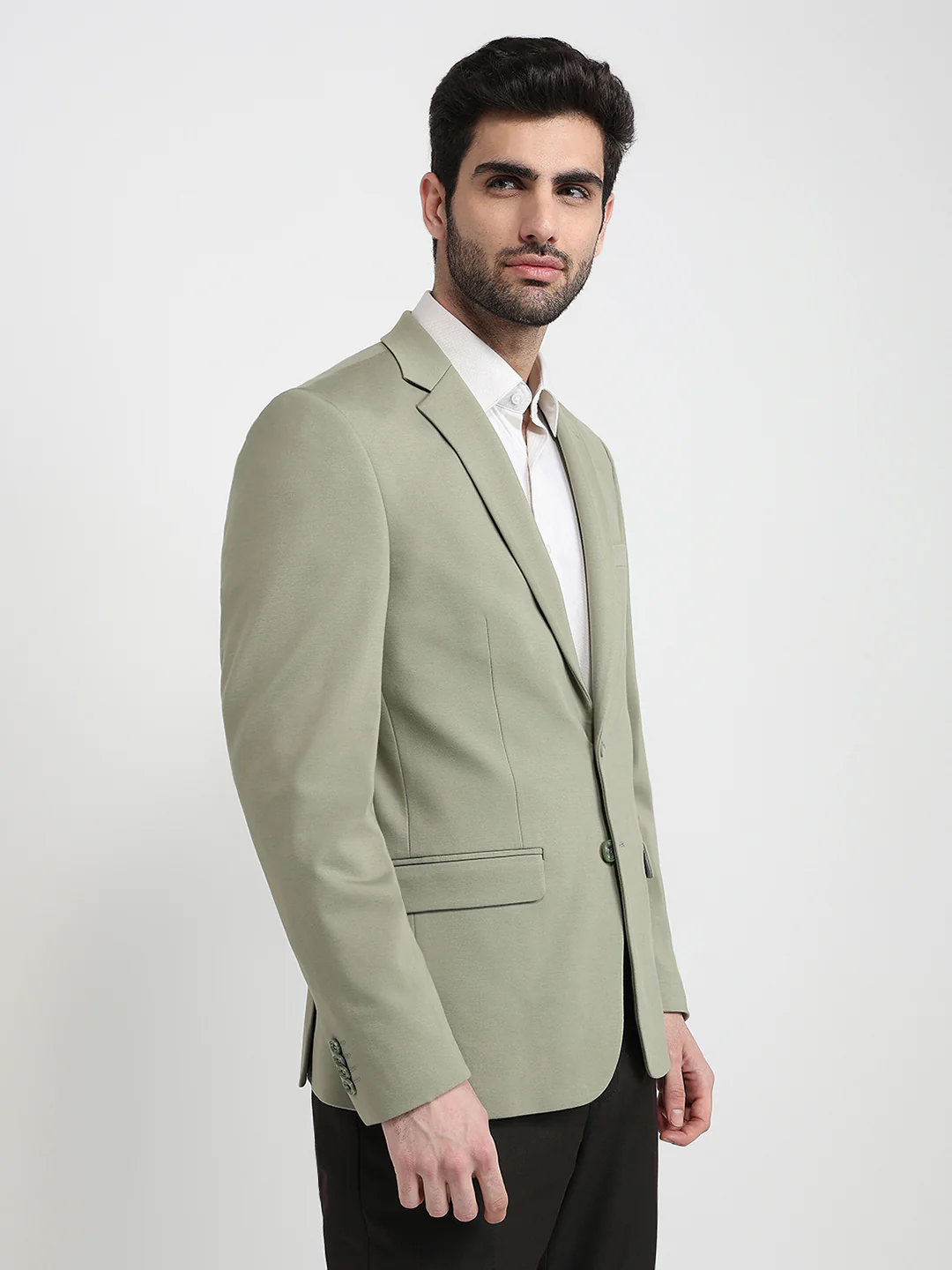 Colorplus Men Green Knitted Regular Fit Viscose Blend Blazer - Image 3