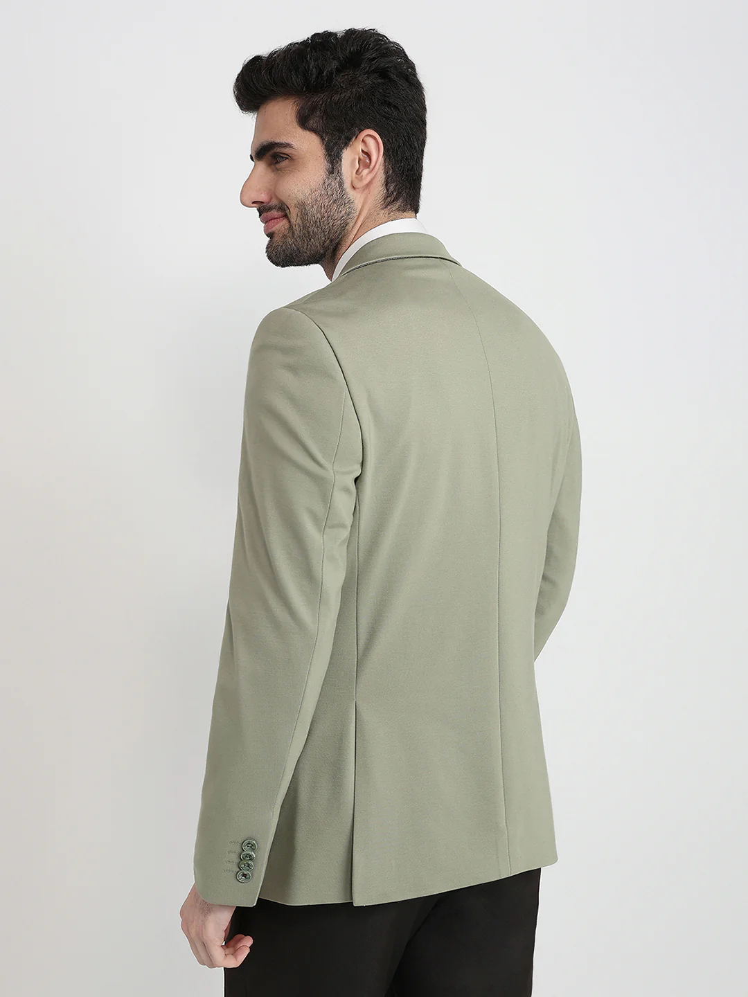 Colorplus Men Green Knitted Regular Fit Viscose Blend Blazer - Image 4