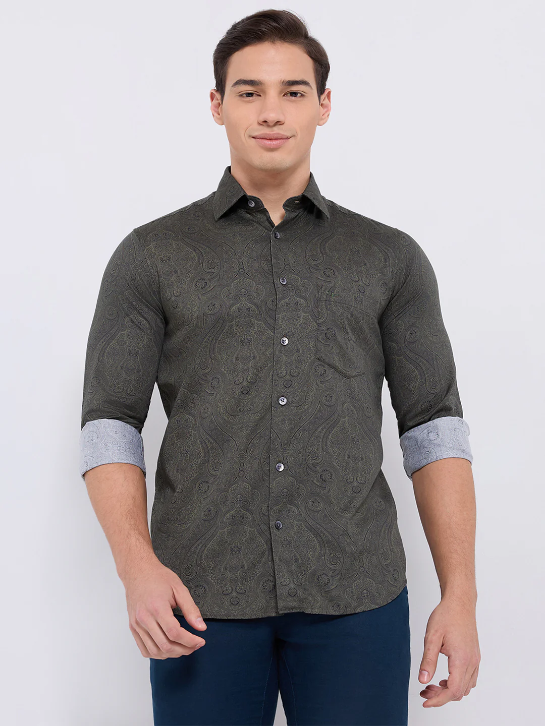 Colorplus Men Green Print Regular Fit Cotton Casual Shirt - Image 2