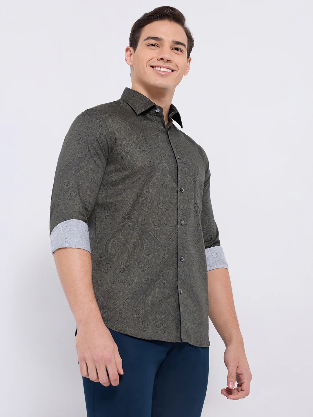 Colorplus Men Green Print Regular Fit Cotton Casual Shirt - Image 4