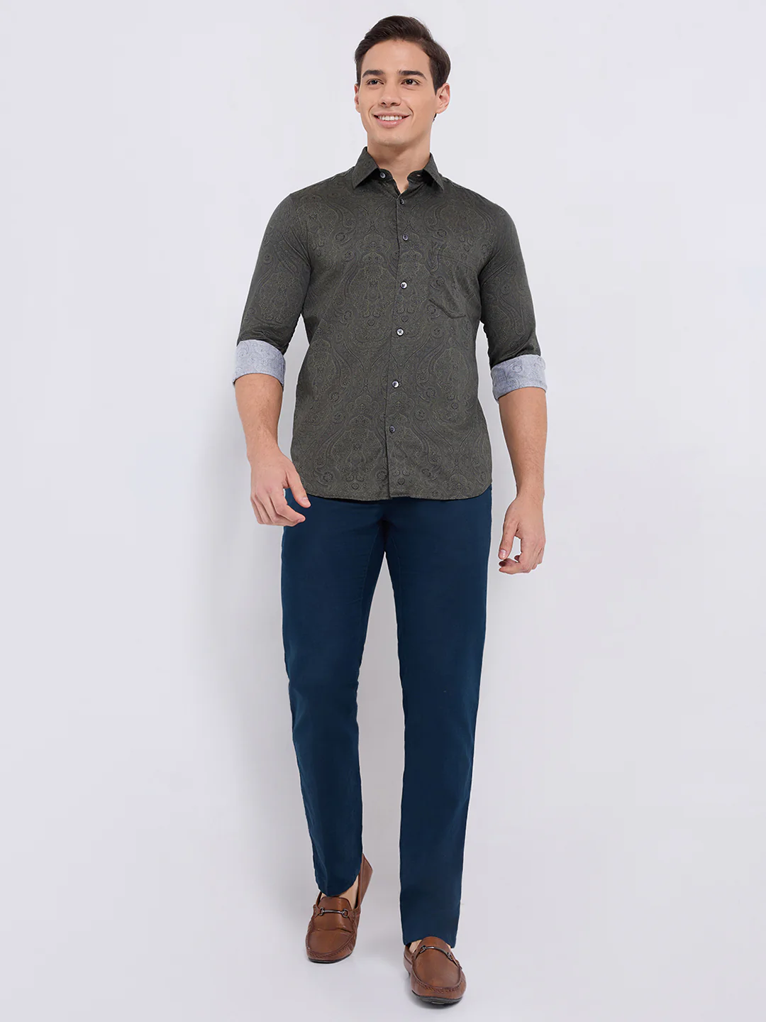 Colorplus Men Green Print Regular Fit Cotton Casual Shirt - Image 6