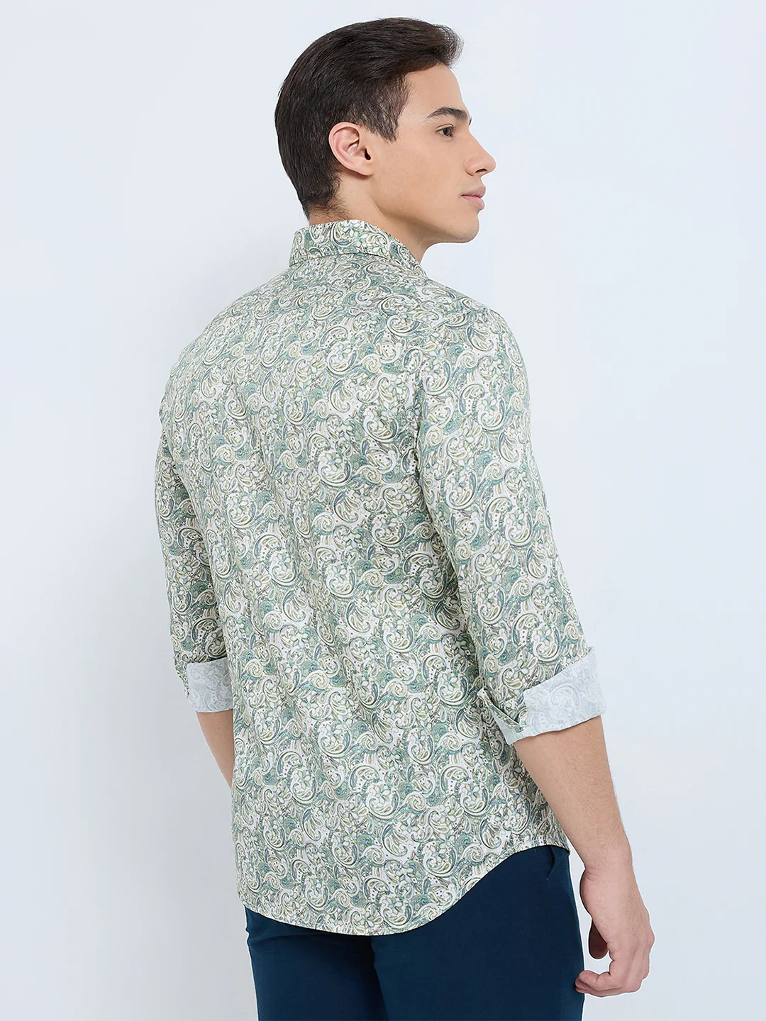 Colorplus Men Green Print Regular Fit Cotton Casual Shirt - Image 5