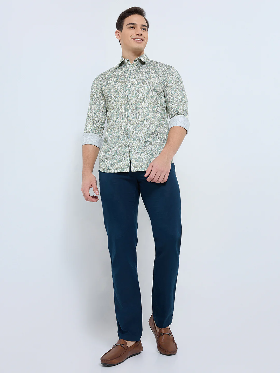 Colorplus Men Green Print Regular Fit Cotton Casual Shirt - Image 6