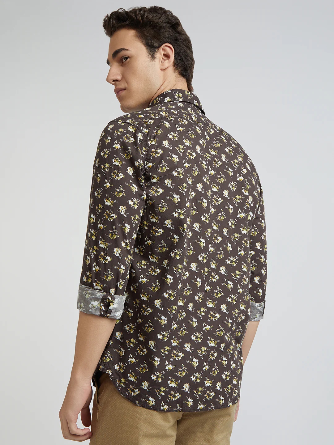 ColorPlus Men Green Print Regular Fit Cotton Shirt - Image 4