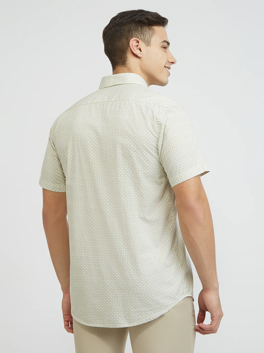 ColorPlus Men Green Print Regular Fit Cotton Shirt - Image 4