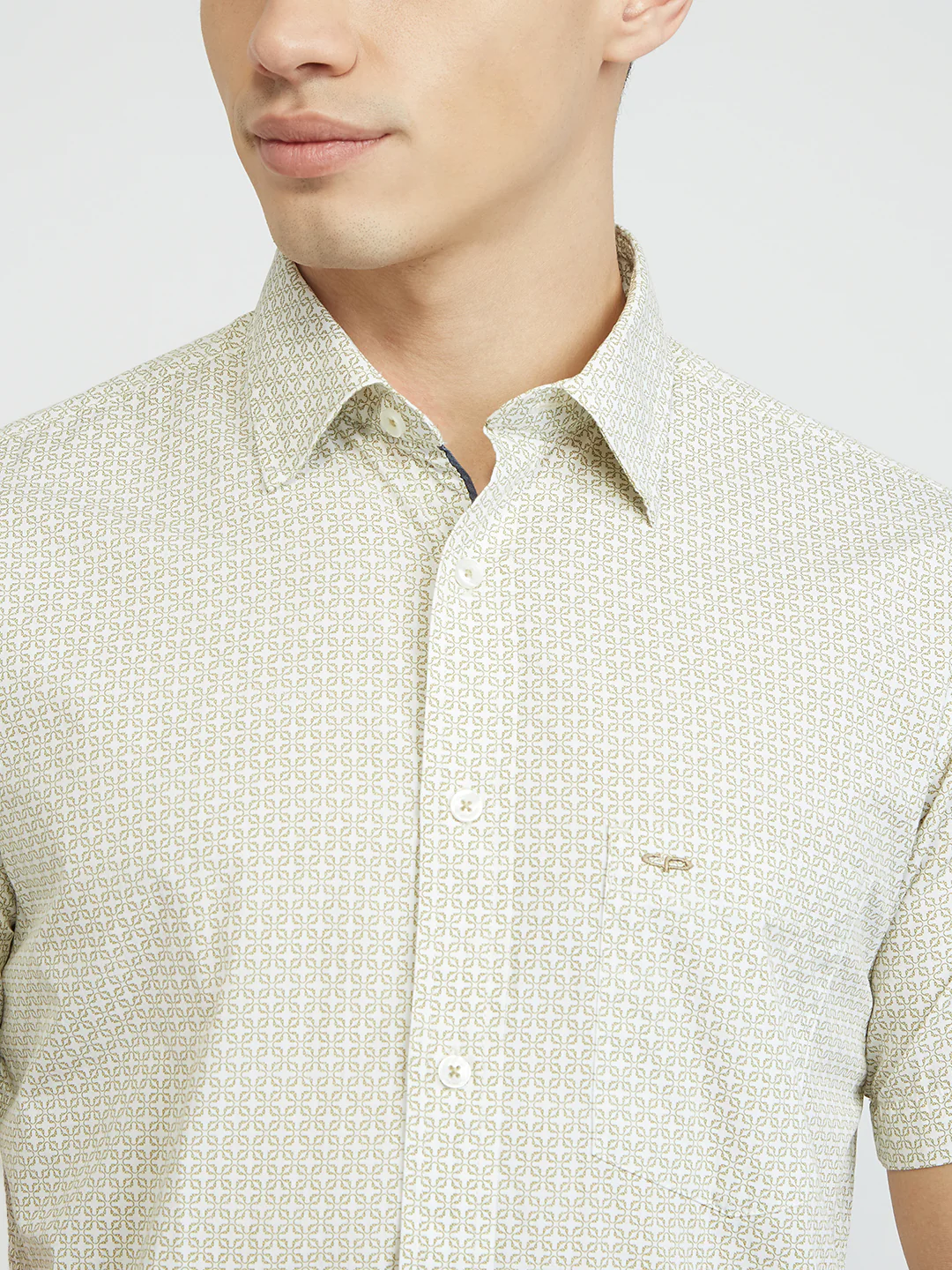 ColorPlus Men Green Print Regular Fit Cotton Shirt - Image 6