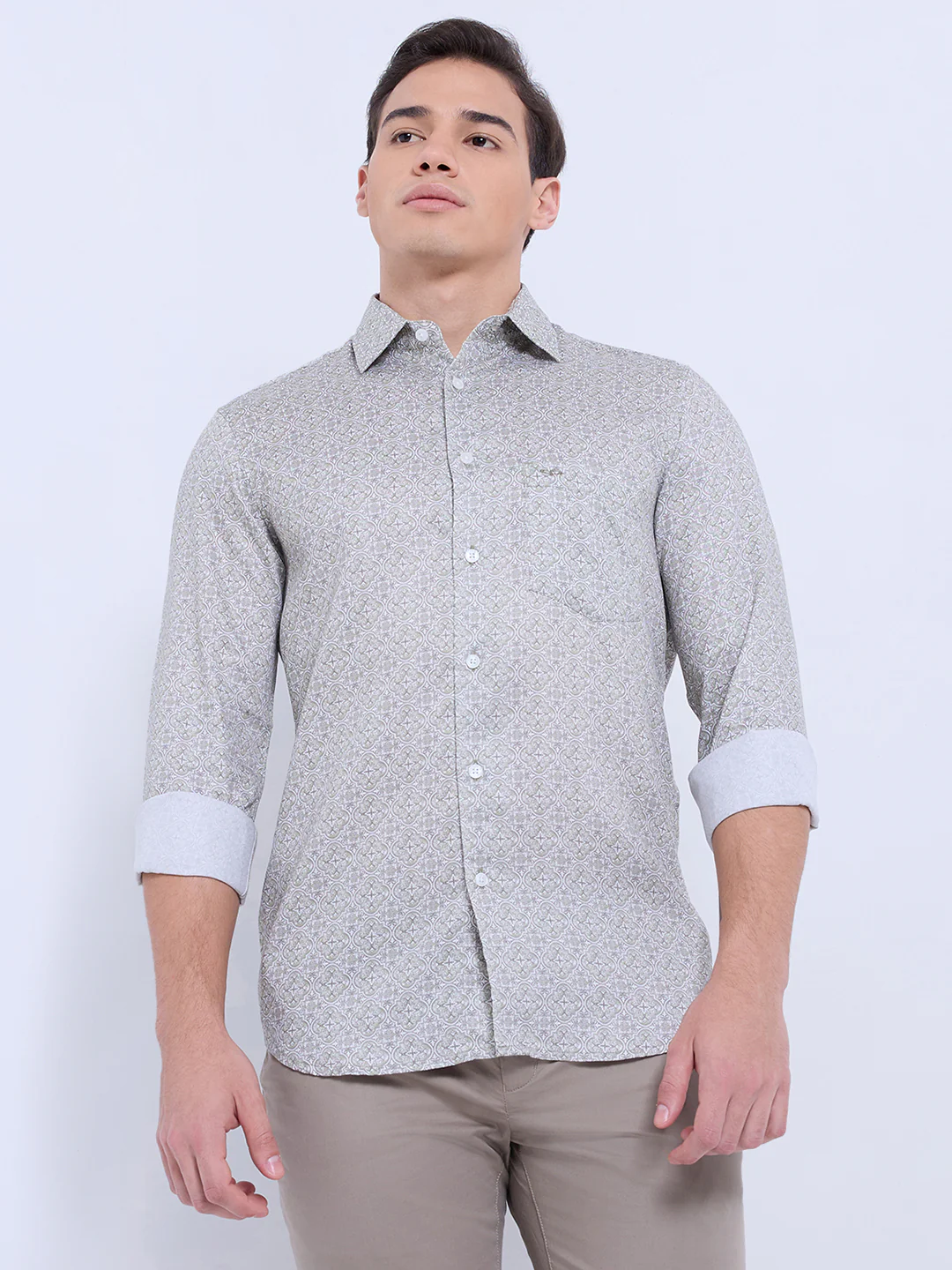 Colorplus Men Green Print Regular Fit Tencel Casual Shirt - Image 2