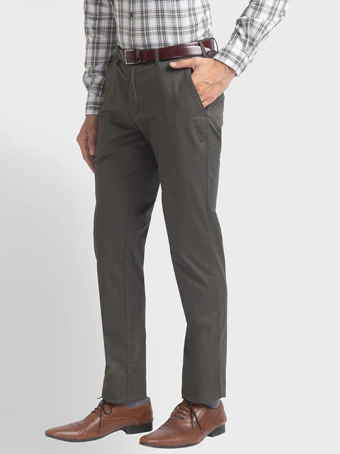 Colorplus Men Green Printed Contemporary Fit Cotton Blend Trouser - Image 3