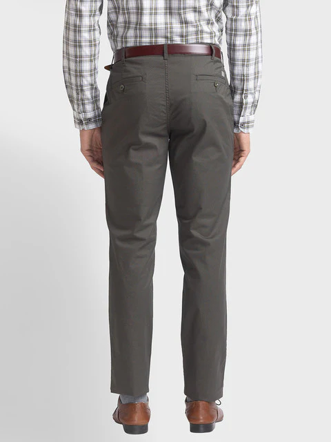 Colorplus Men Green Printed Contemporary Fit Cotton Blend Trouser - Image 4