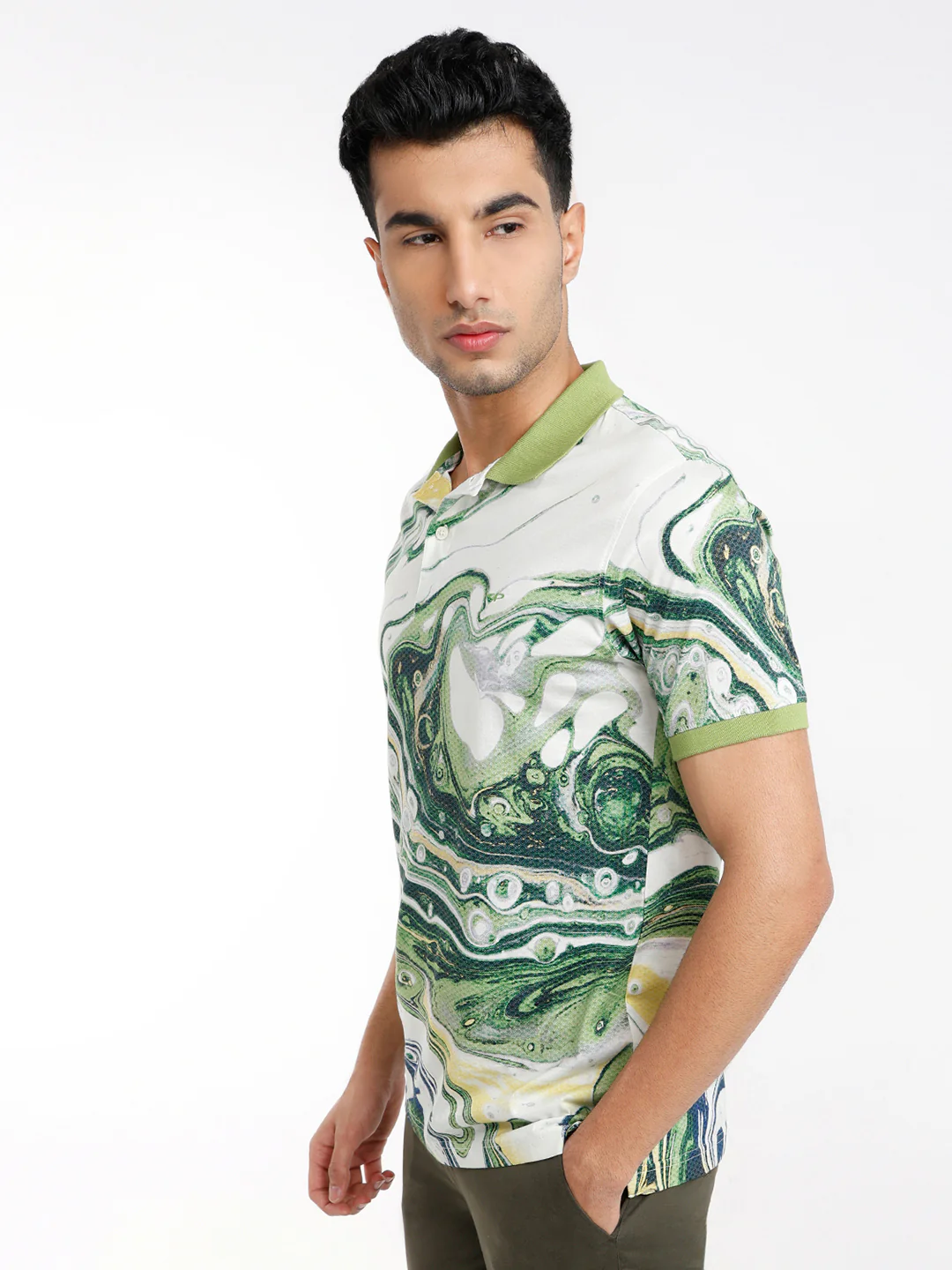 Colorplus Men Green Printed Regular Fit Cotton Blend T-Shirt - Image 3