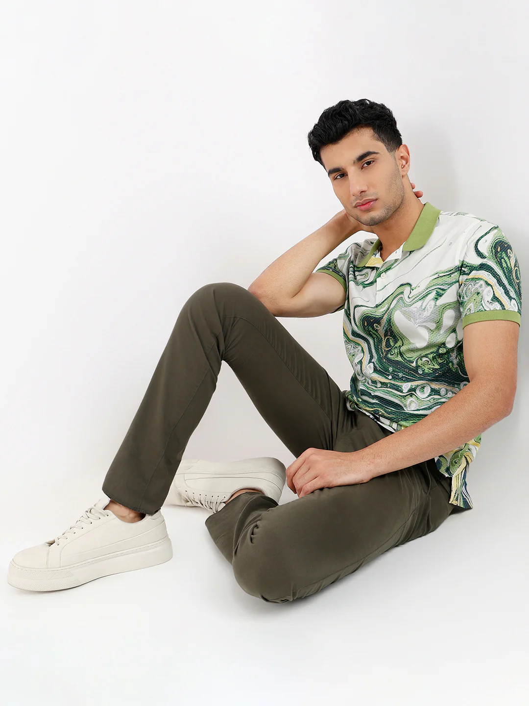 Colorplus Men Green Printed Regular Fit Cotton Blend T-Shirt - Image 5