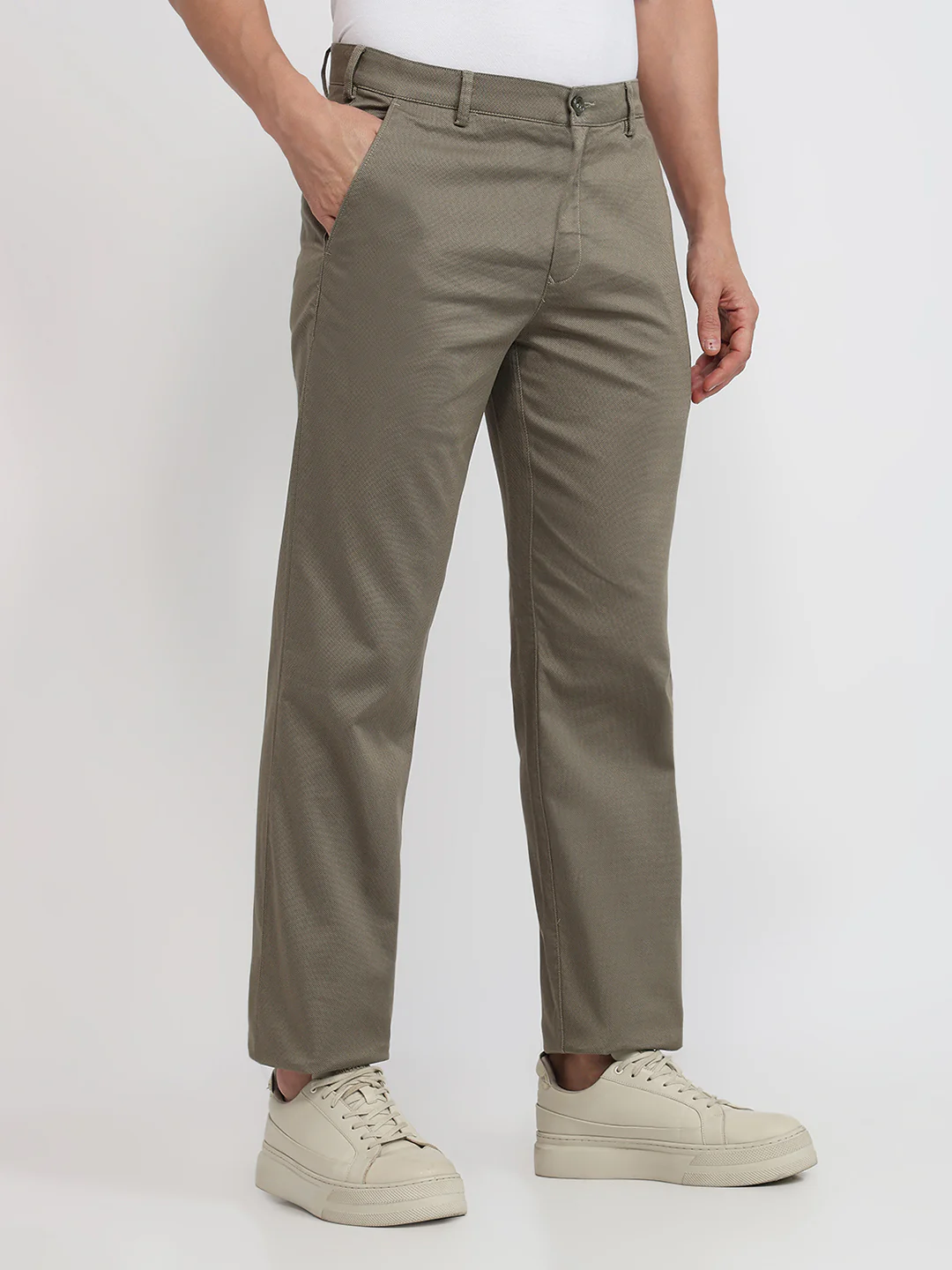 Colorplus Men Green Printed Regular Fit Cotton Blend Trouser - Image 3