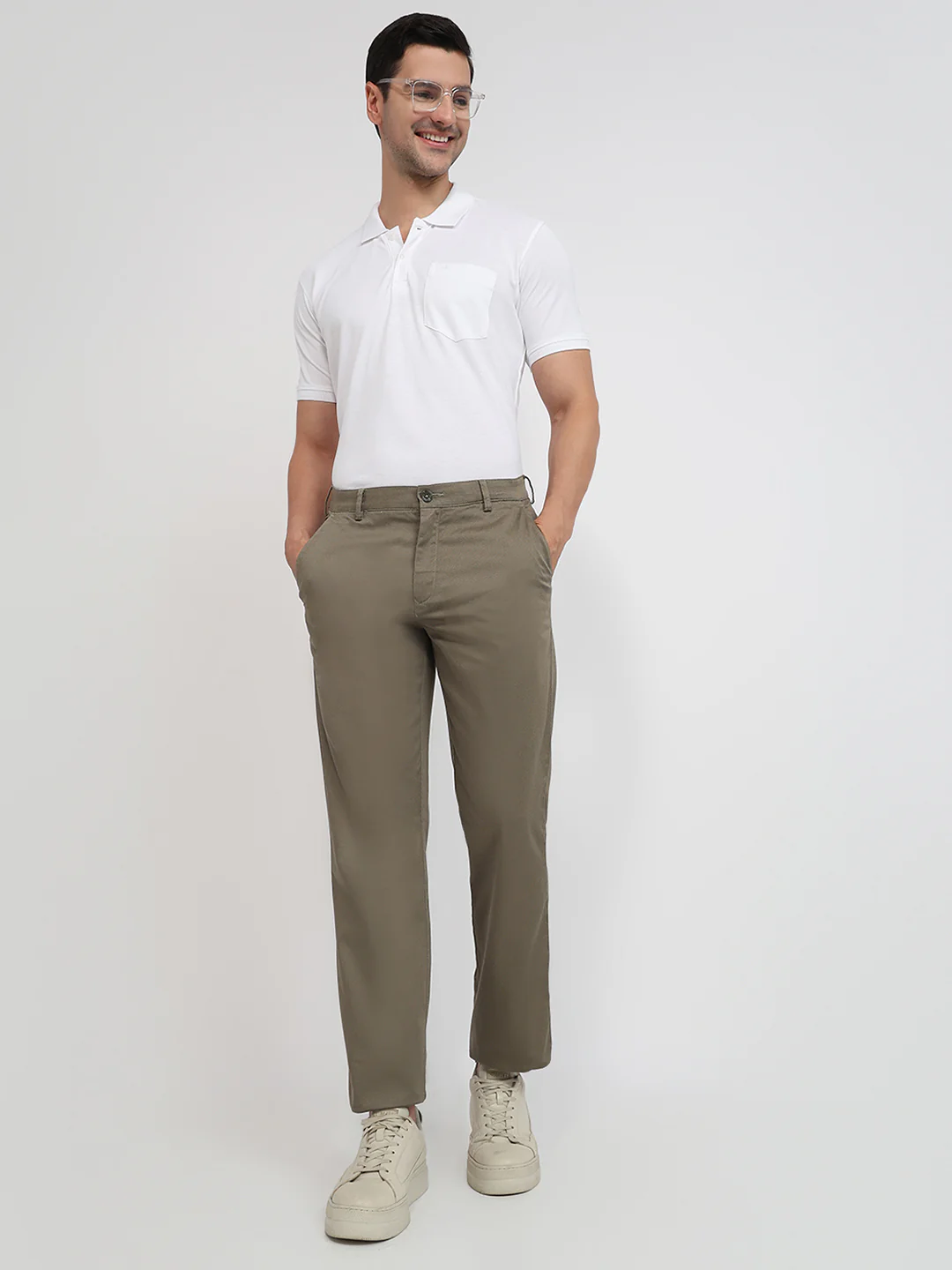 Colorplus Men Green Printed Regular Fit Cotton Blend Trouser - Image 6