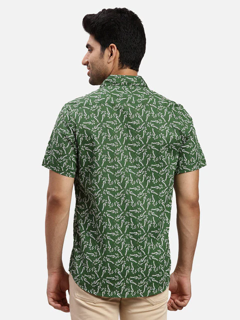 Colorplus Men Green Printed Regular Fit Cotton Casual Shirts - Image 4
