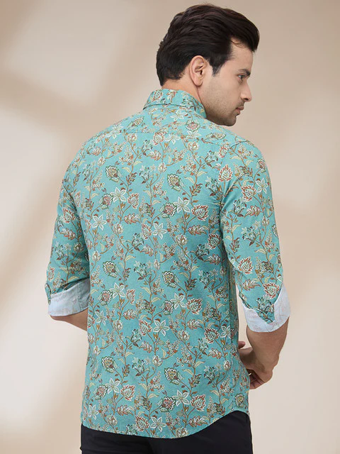 Colorplus Men Green Printed Regular Fit Cotton Printed Casual Shirt - Image 4