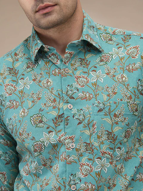 Colorplus Men Green Printed Regular Fit Cotton Printed Casual Shirt - Image 5