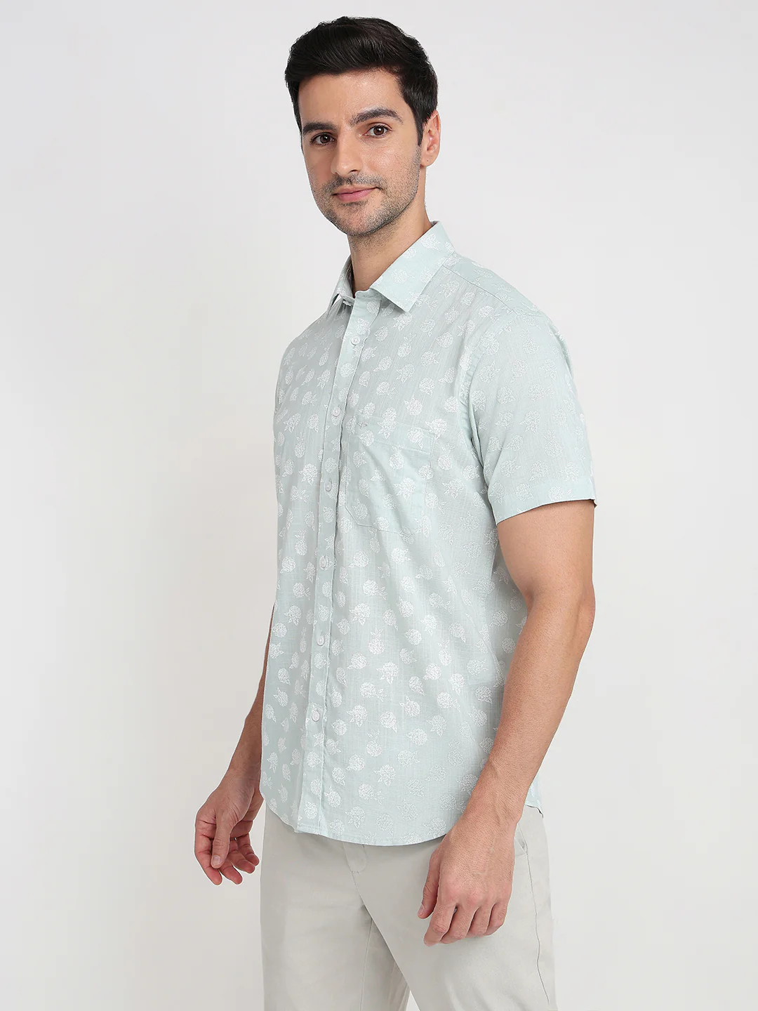 Colorplus Men Green Printed Regular Fit Cotton Half Sleeve Casual Shirt - Image 2