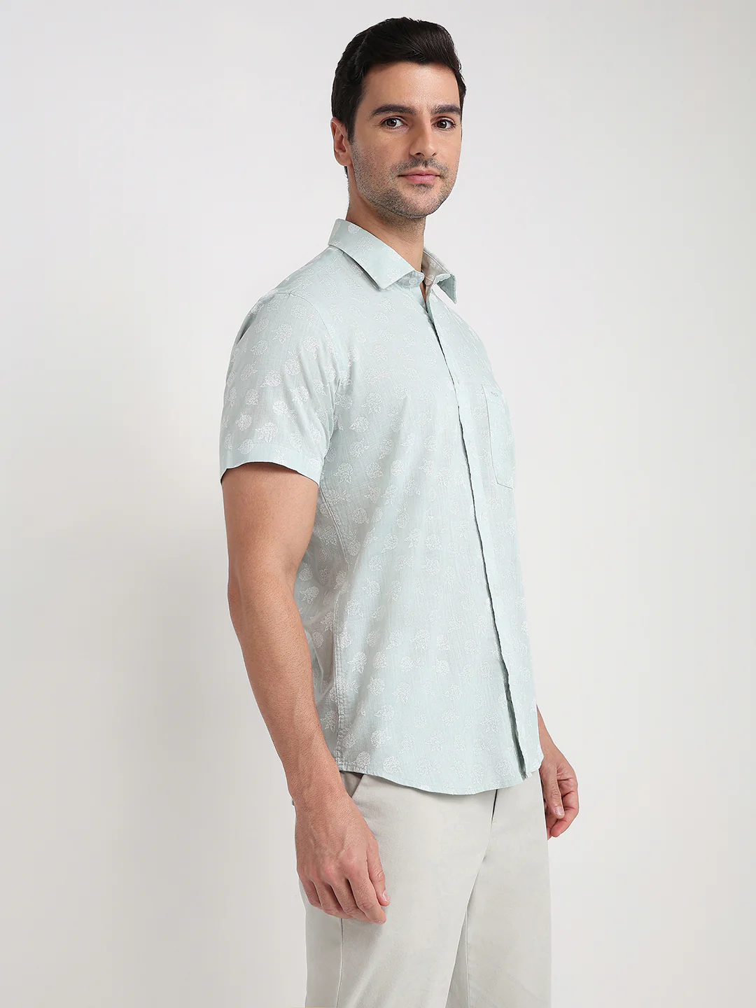 Colorplus Men Green Printed Regular Fit Cotton Half Sleeve Casual Shirt - Image 3