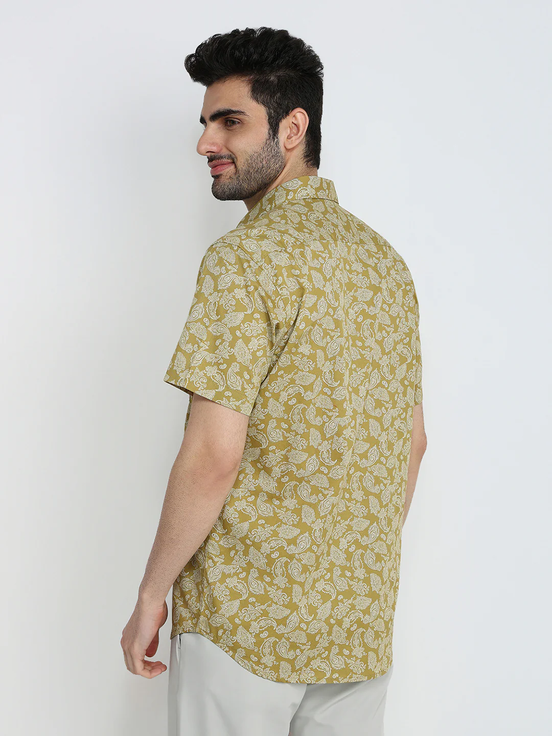 Colorplus Men Green Printed Regular Fit Cotton Half Sleeve Casual Shirt - Image 4