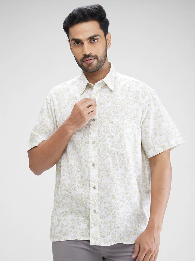 Colorplus Men Green Printed Regular Fit Shirt