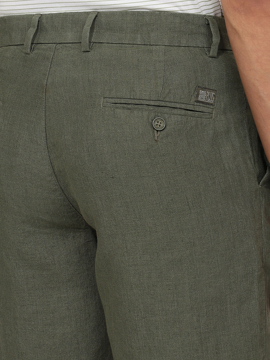 Colorplus Men Green Regular Fit Plain Linen Shorts - Image 7