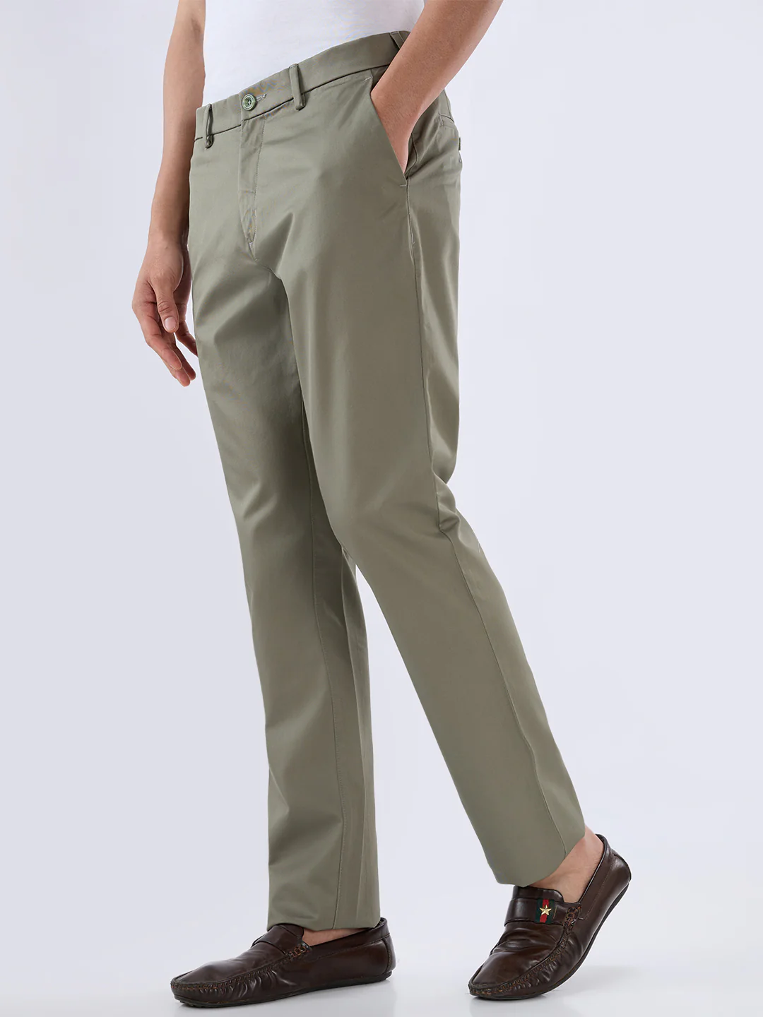 Colorplus Men Green Slim Fit Twill Trouser - Image 3