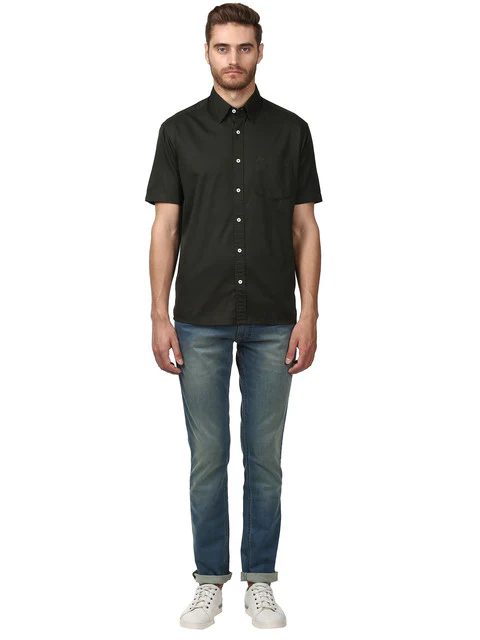 Colorplus Men Green Solid Classic Fit Cotton Shirt - Image 5