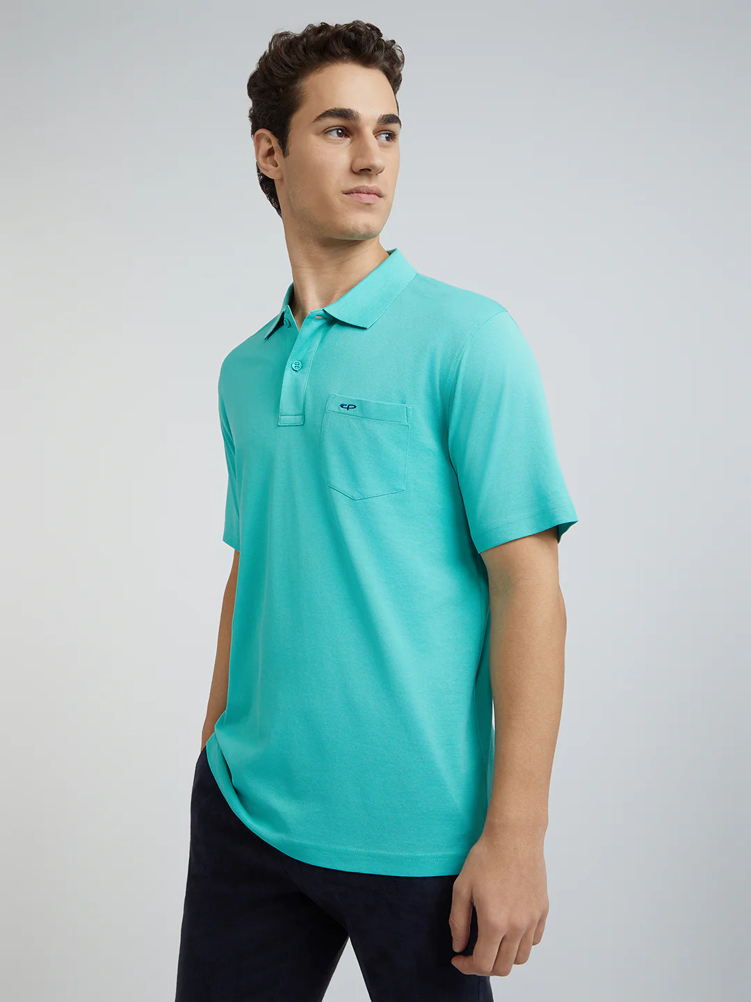 Colorplus Men Green Classic Fit Solid Polo Neck Collar T-Shirt - Image 3