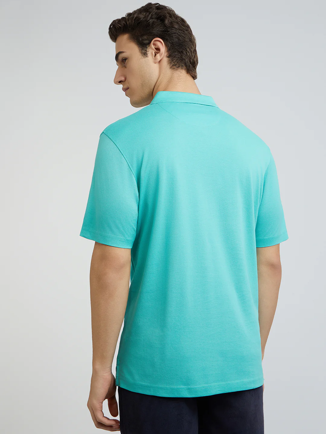 Colorplus Men Green Classic Fit Solid Polo Neck Collar T-Shirt - Image 4