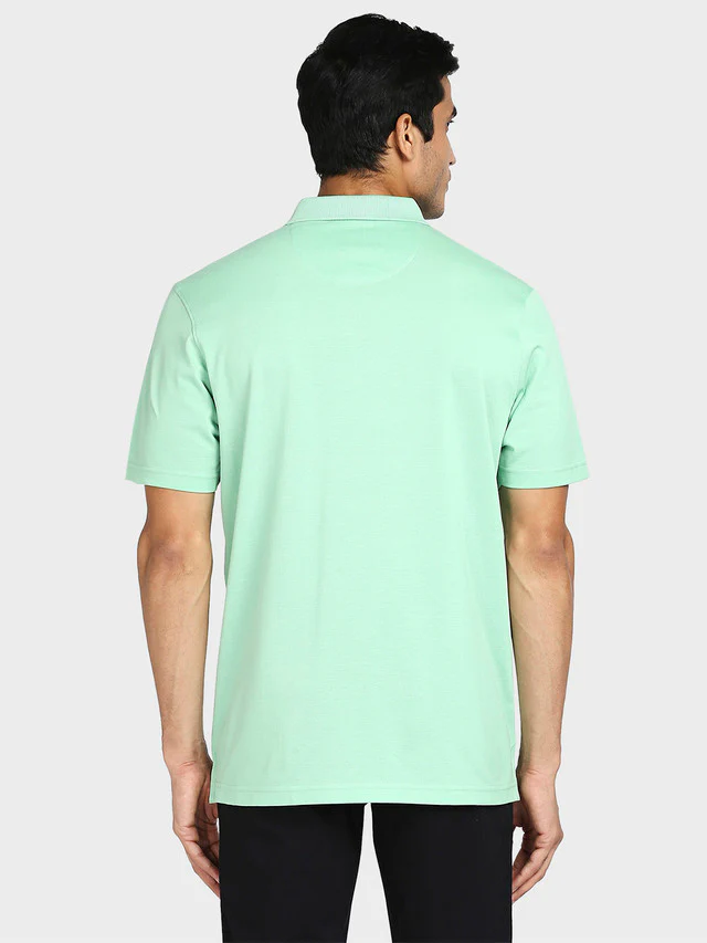 Colorplus Men Green Solid Classic Fit Half Sleeve Polo Neck T-Shirt - Image 4