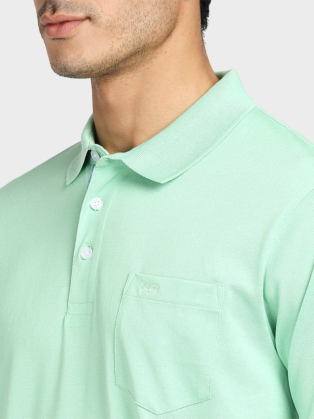 Colorplus Men Green Solid Classic Fit Half Sleeve Polo Neck T-Shirt - Image 6