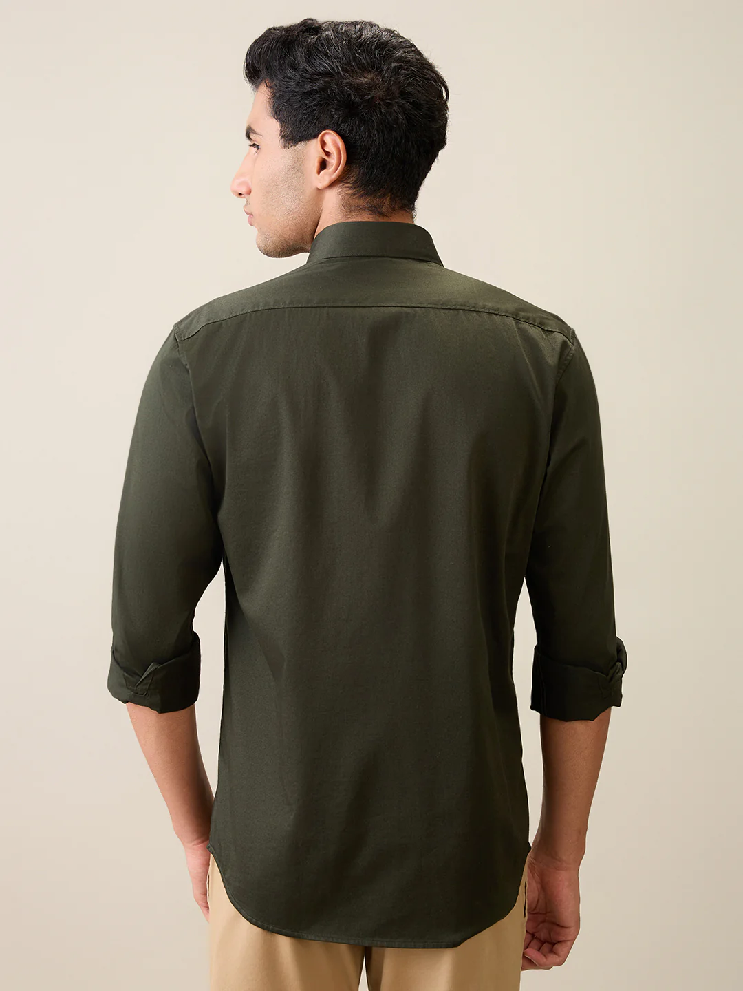 Colorplus Men Green Solid Regular Fit Cotton Blend Shirt - Image 4
