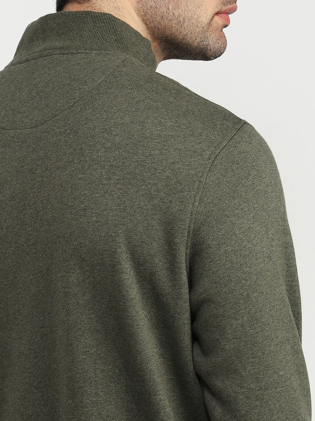Colorplus Men Green Solid Regular Fit Cotton Blend Sweatshirt - Image 7