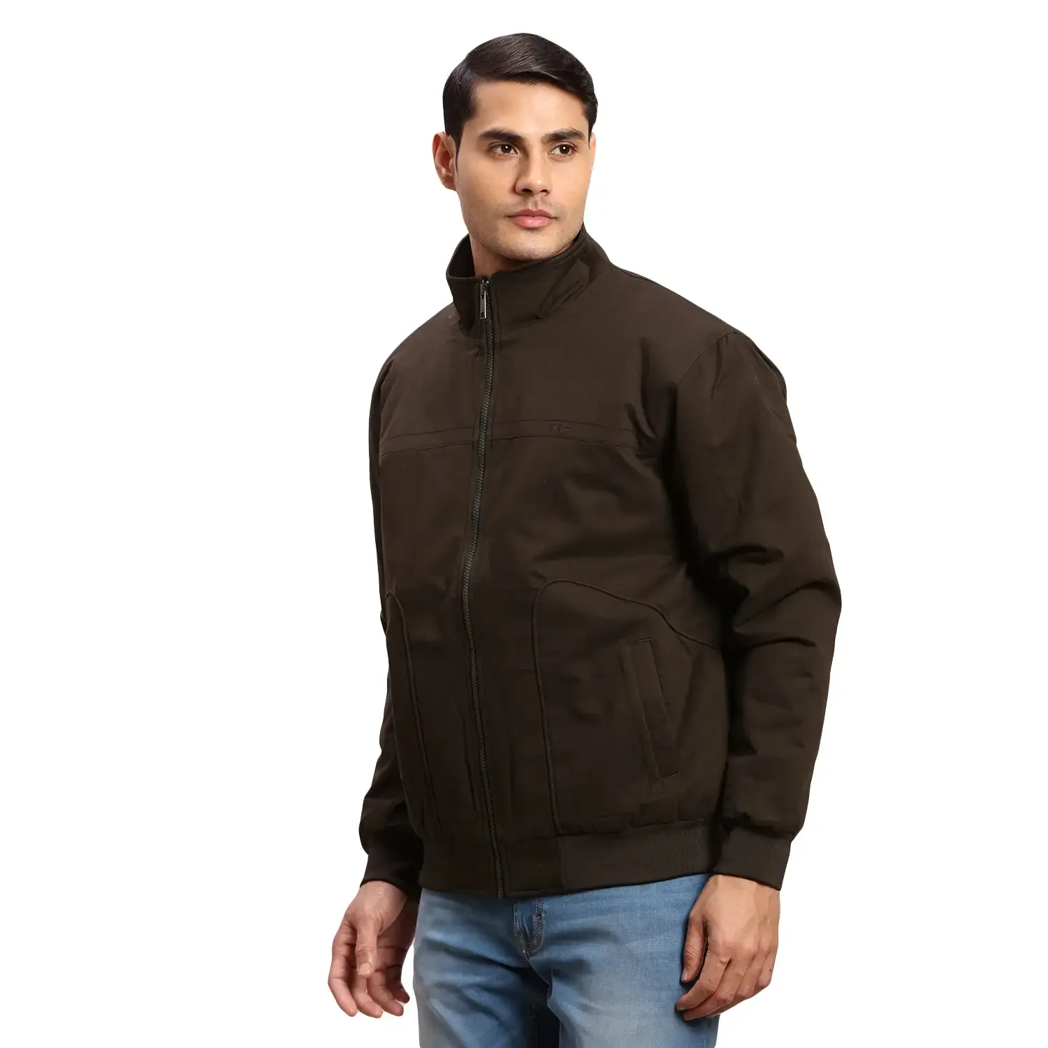 Colorplus Men Green Solid Regular Fit Cotton Bomber Jacket - Image 3