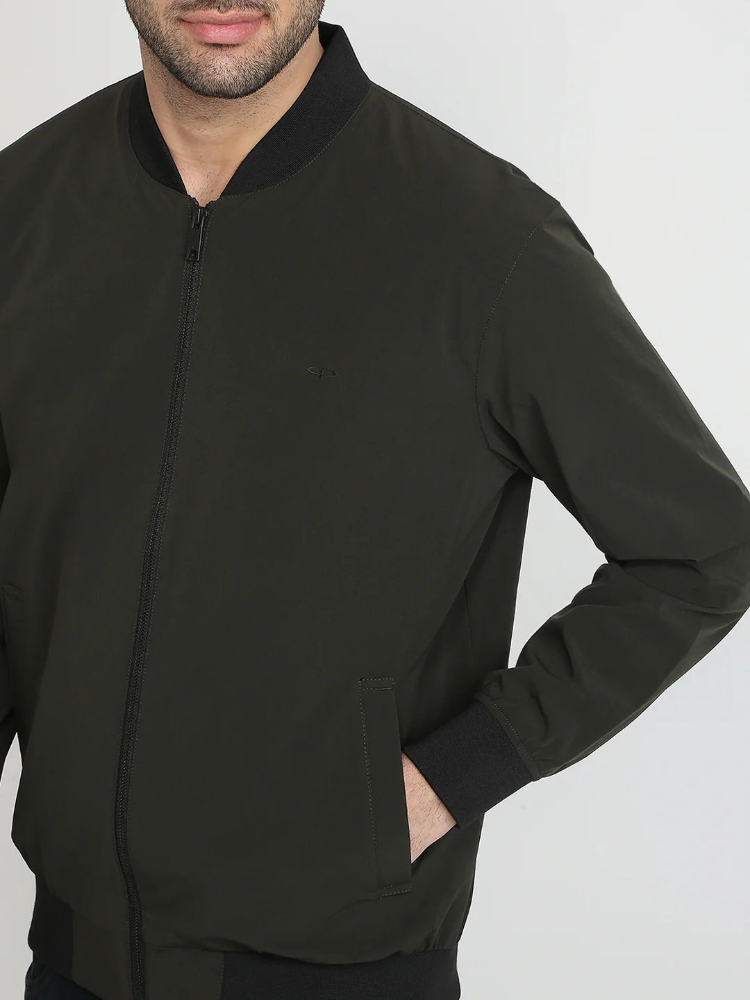 Colorplus Men Green Solid Regular Fit Nylon Blend Full Sleeve Jacket - Image 6