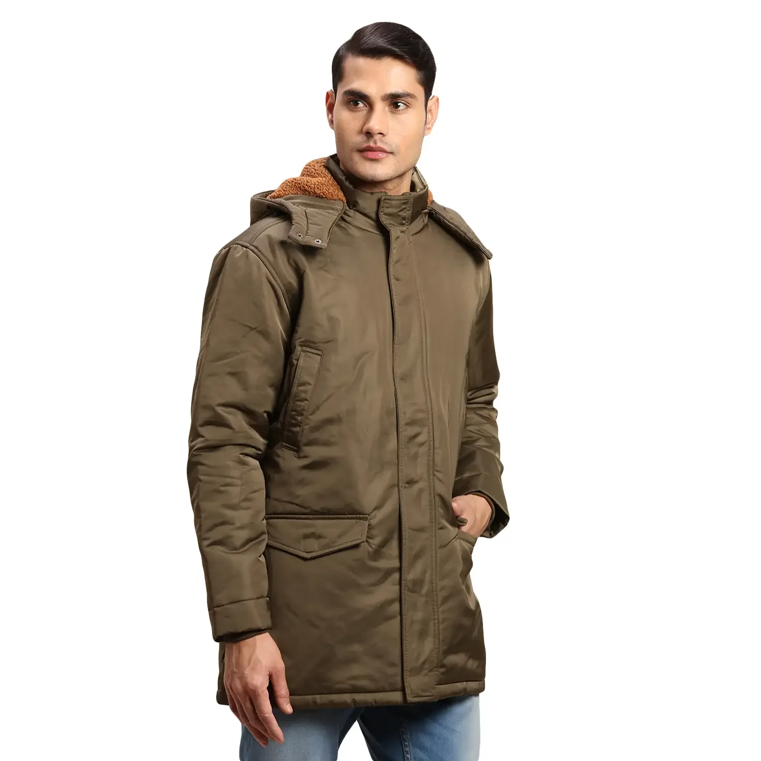 Colorplus Men Green Solid Regular Fit Polyester Bomber Jacket - Image 2