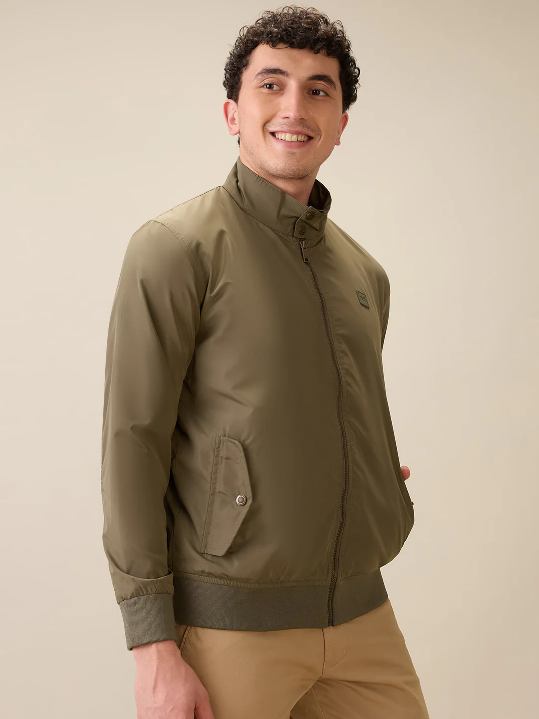 Colorplus Men Green Solid Regular Fit Polyester Full Sleeve Jacket - Image 2