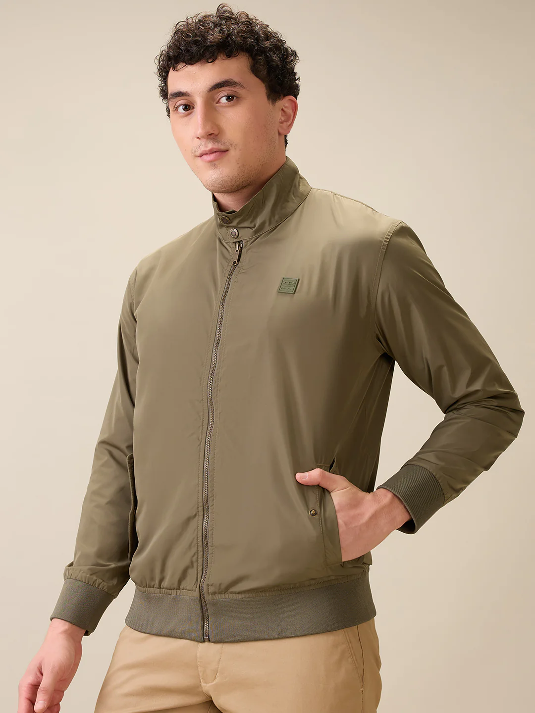 Colorplus Men Green Solid Regular Fit Polyester Full Sleeve Jacket - Image 3