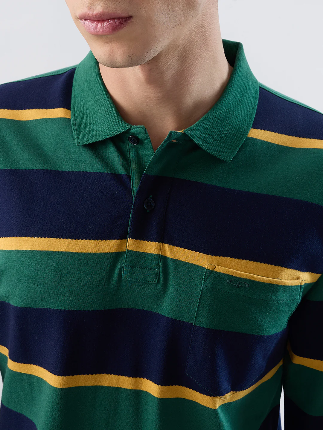 Colorplus Men Green Stripe Regular Fit Cotton T-shirt - Image 6