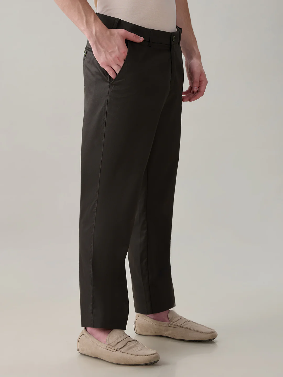 Colorplus Men Green Twill Regular Fit Cotton Trouser - Image 2
