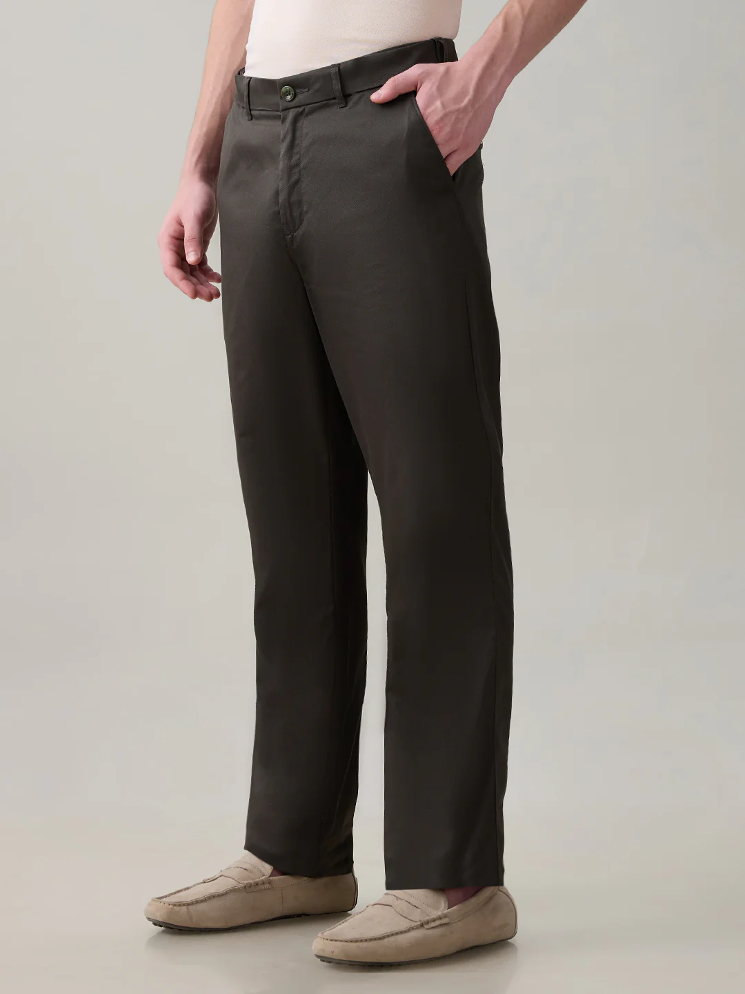 Colorplus Men Green Twill Regular Fit Cotton Trouser - Image 3