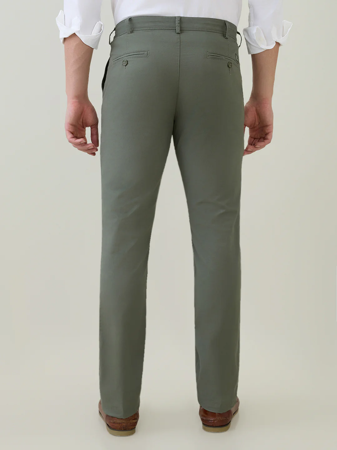 Colorplus Men Green Twill Slim Fit Cotton Blend Trouser - Image 4