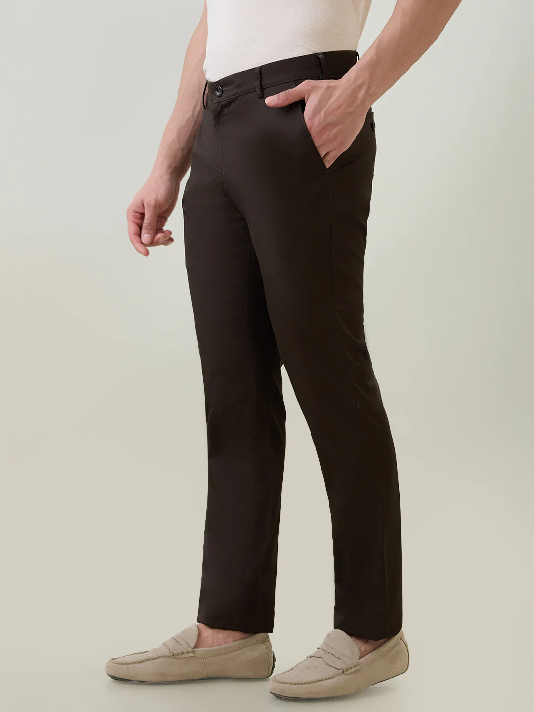 Colorplus Men Green Twill Slim Fit Cotton Trouser - Image 2