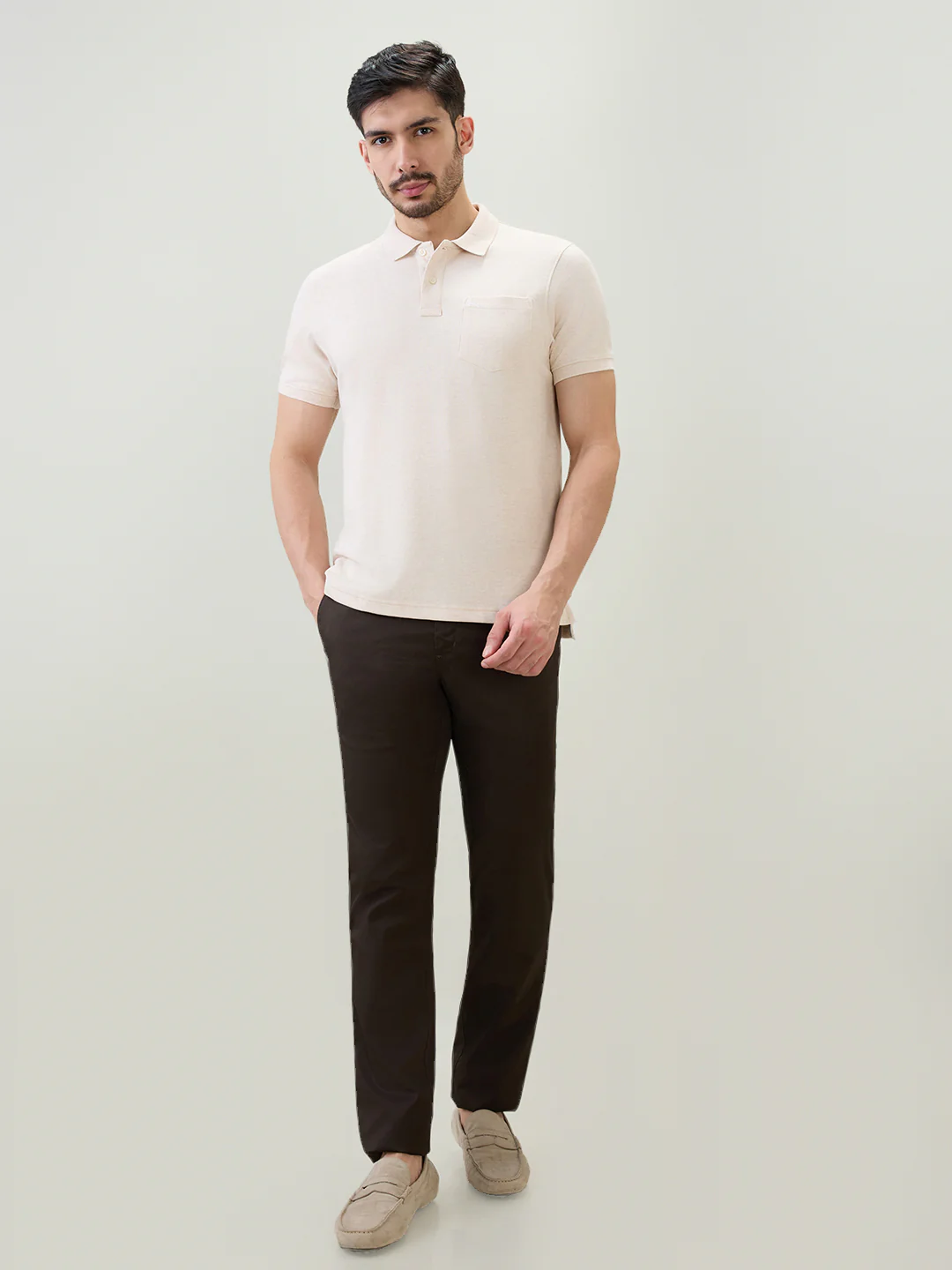Colorplus Men Green Twill Slim Fit Cotton Trouser - Image 5